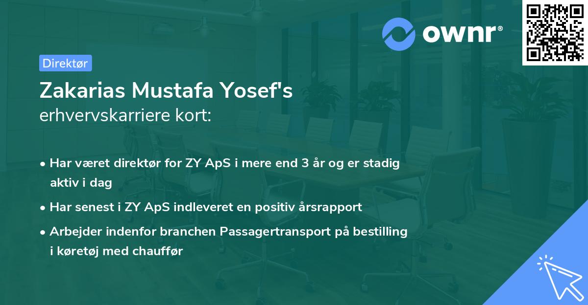 Zakarias Mustafa Yosef's erhvervskarriere kort