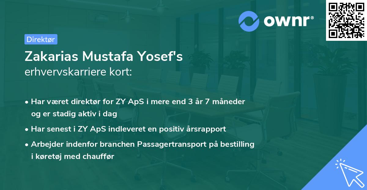 Zakarias Mustafa Yosef's erhvervskarriere kort
