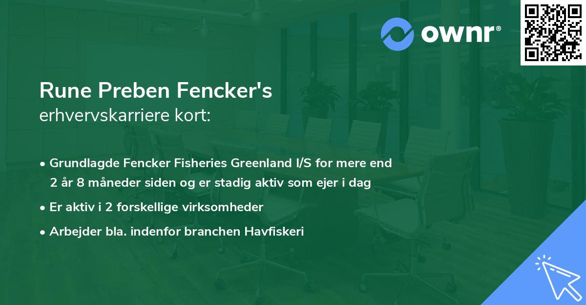 Rune Preben Fencker's erhvervskarriere kort