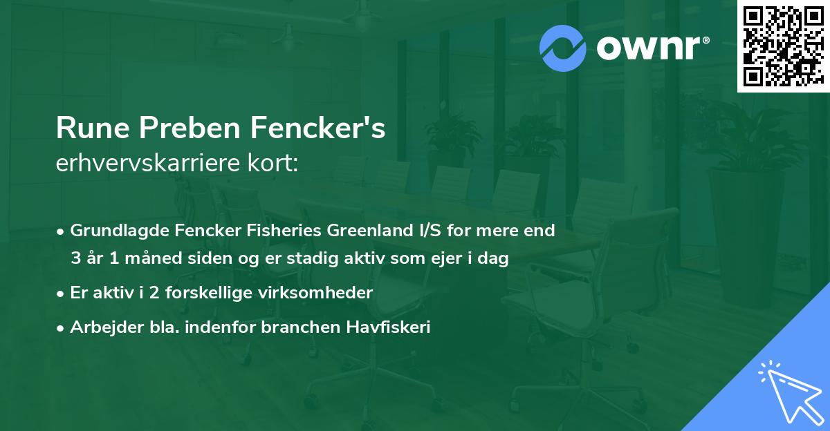 Rune Preben Fencker's erhvervskarriere kort