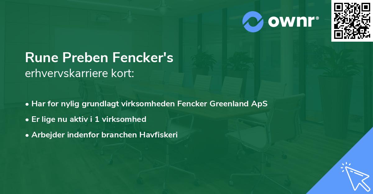 Rune Preben Fencker's erhvervskarriere kort
