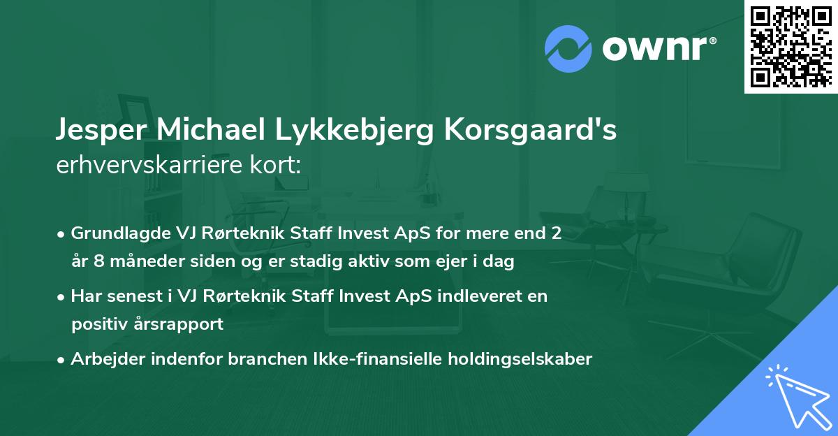 Jesper Michael Lykkebjerg Korsgaard's erhvervskarriere kort