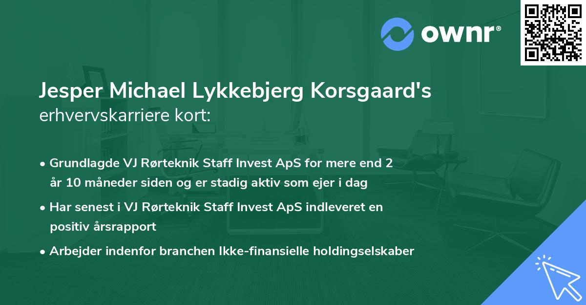 Jesper Michael Lykkebjerg Korsgaard's erhvervskarriere kort