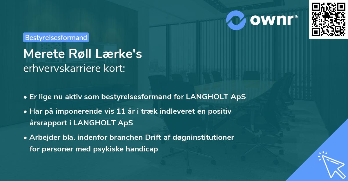 Merete Røll Lærke's erhvervskarriere kort