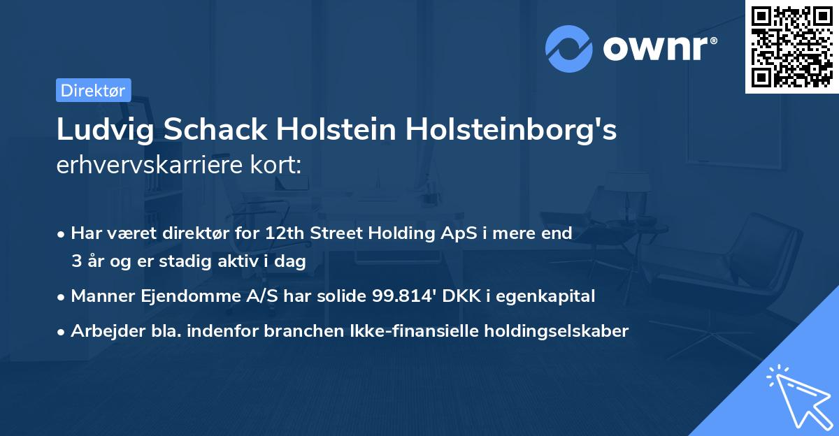 Ludvig Schack Holstein Holsteinborg's erhvervskarriere kort