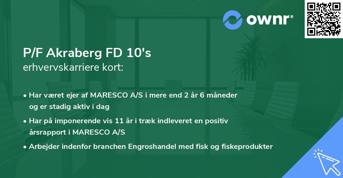 P/F Akraberg FD 10's erhvervskarriere kort
