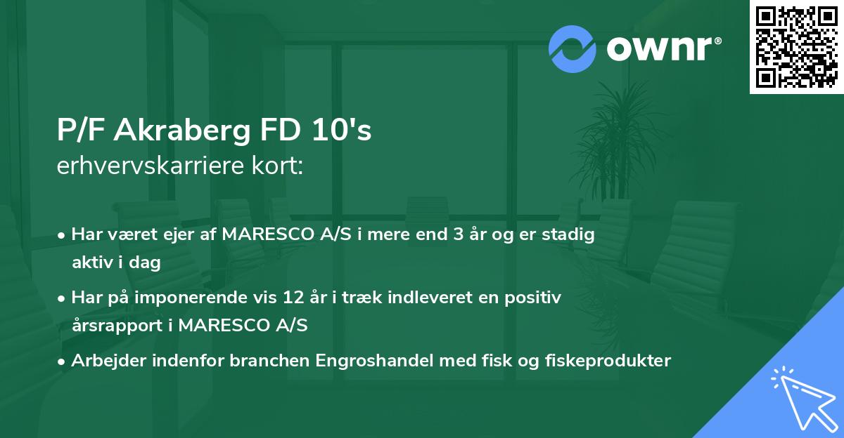 P/F Akraberg FD 10's erhvervskarriere kort
