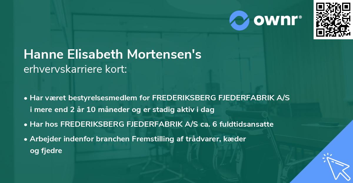Hanne Elisabeth Mortensen's erhvervskarriere kort