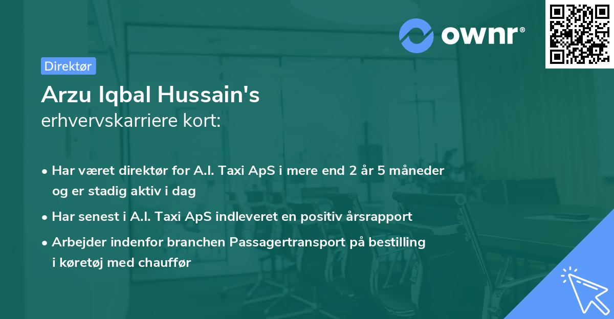 Arzu Iqbal Hussain's erhvervskarriere kort