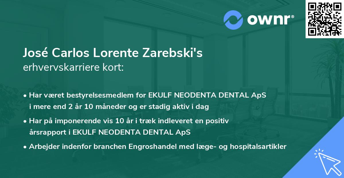 José Carlos Lorente Zarebski's erhvervskarriere kort