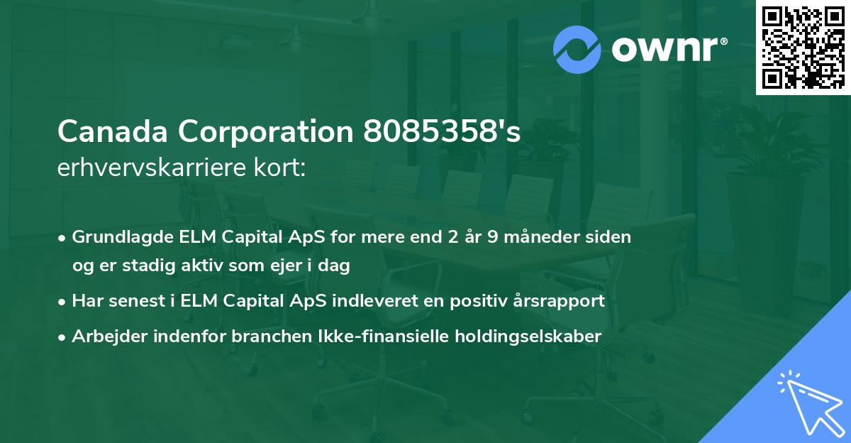 Canada Corporation 8085358's erhvervskarriere kort