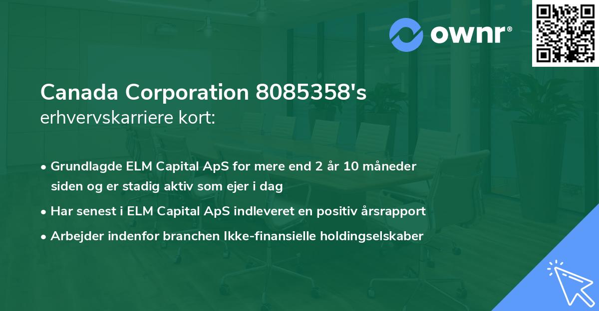 Canada Corporation 8085358's erhvervskarriere kort