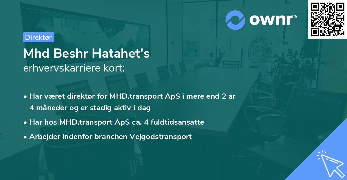 Mhd Beshr Hatahet's erhvervskarriere kort