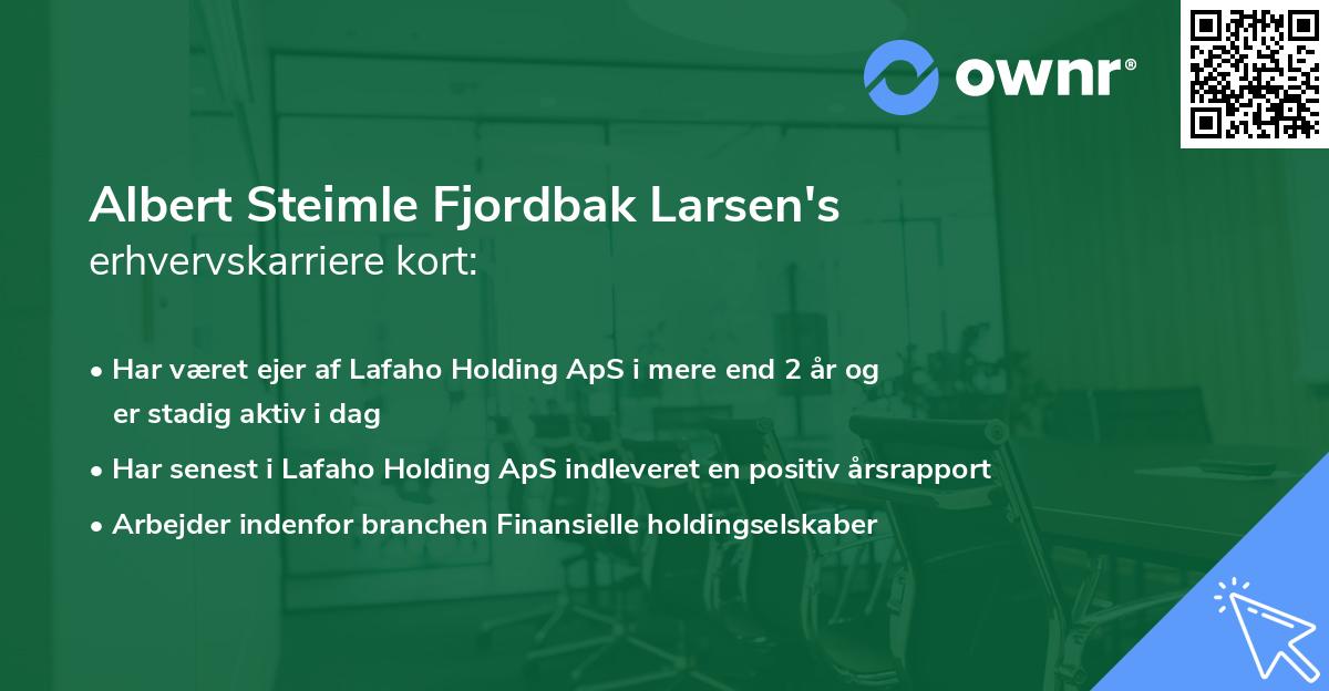 Albert Steimle Fjordbak Larsen's erhvervskarriere kort