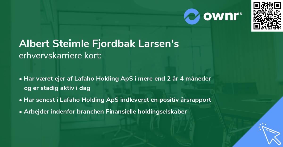 Albert Steimle Fjordbak Larsen's erhvervskarriere kort