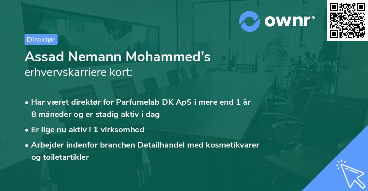 Assad Nemann Mohammed's erhvervskarriere kort