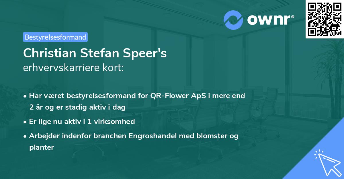 Christian Stefan Speer's erhvervskarriere kort