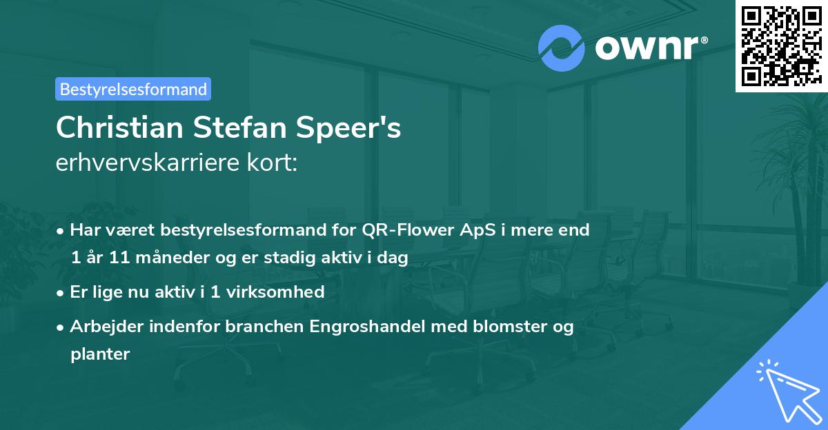 Christian Stefan Speer's erhvervskarriere kort