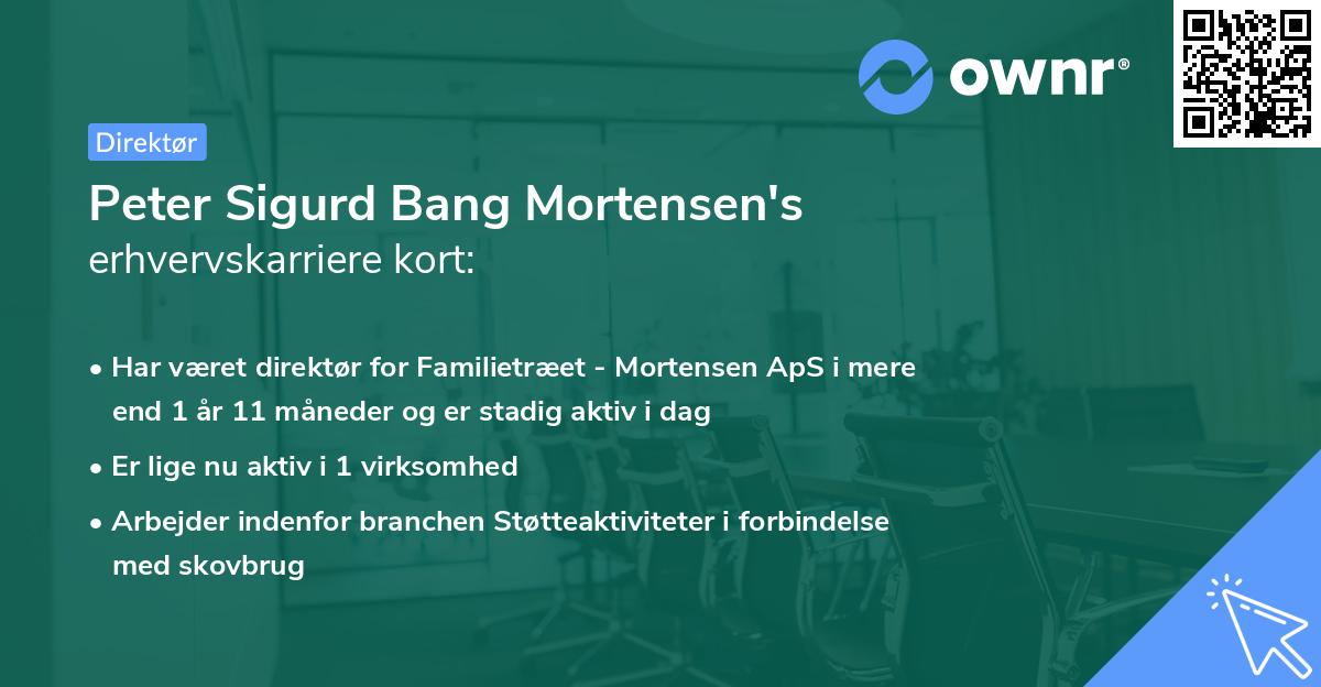 Peter Sigurd Bang Mortensen's erhvervskarriere kort