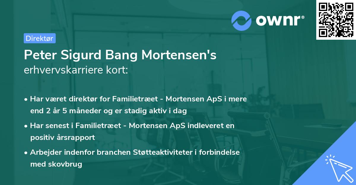Peter Sigurd Bang Mortensen's erhvervskarriere kort
