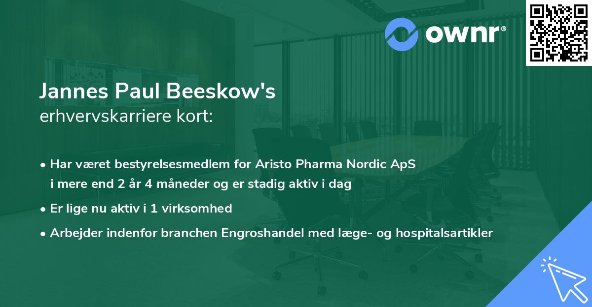 Jannes Paul Beeskow's erhvervskarriere kort