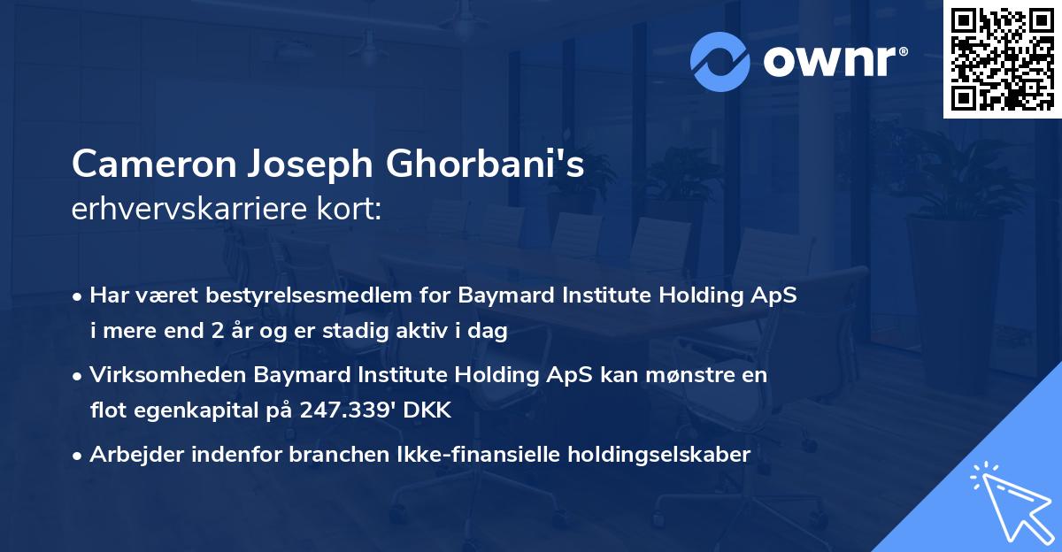 Cameron Joseph Ghorbani's erhvervskarriere kort