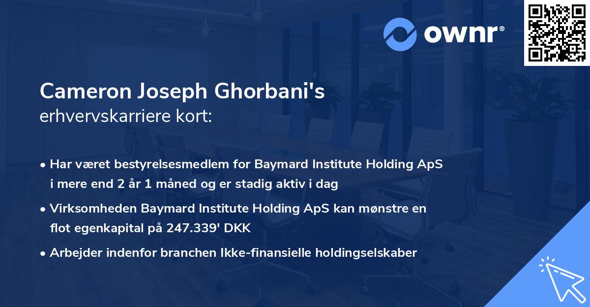 Cameron Joseph Ghorbani's erhvervskarriere kort