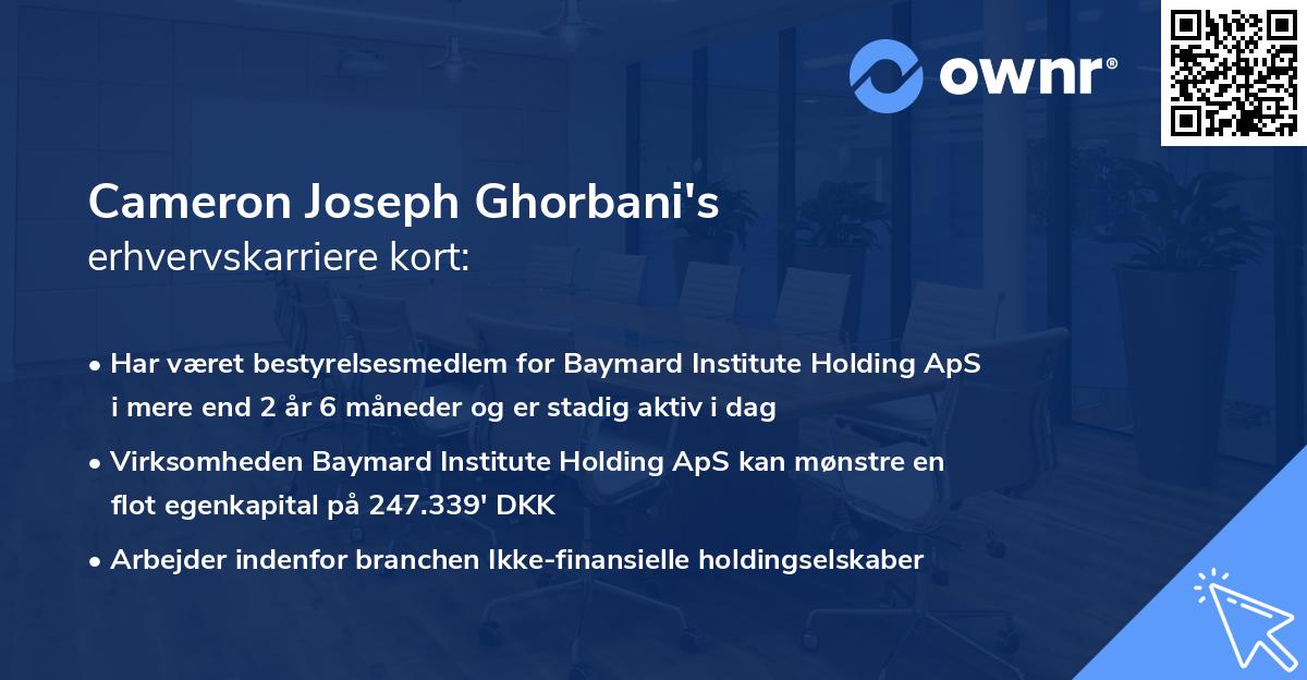 Cameron Joseph Ghorbani's erhvervskarriere kort