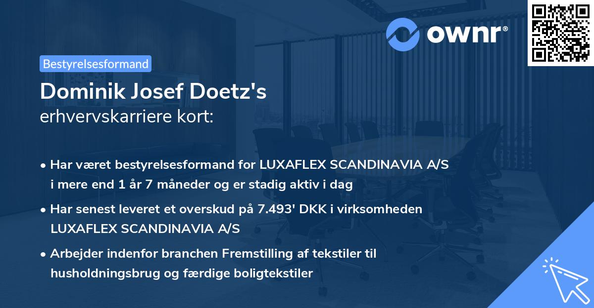 Dominik Josef Doetz's erhvervskarriere kort