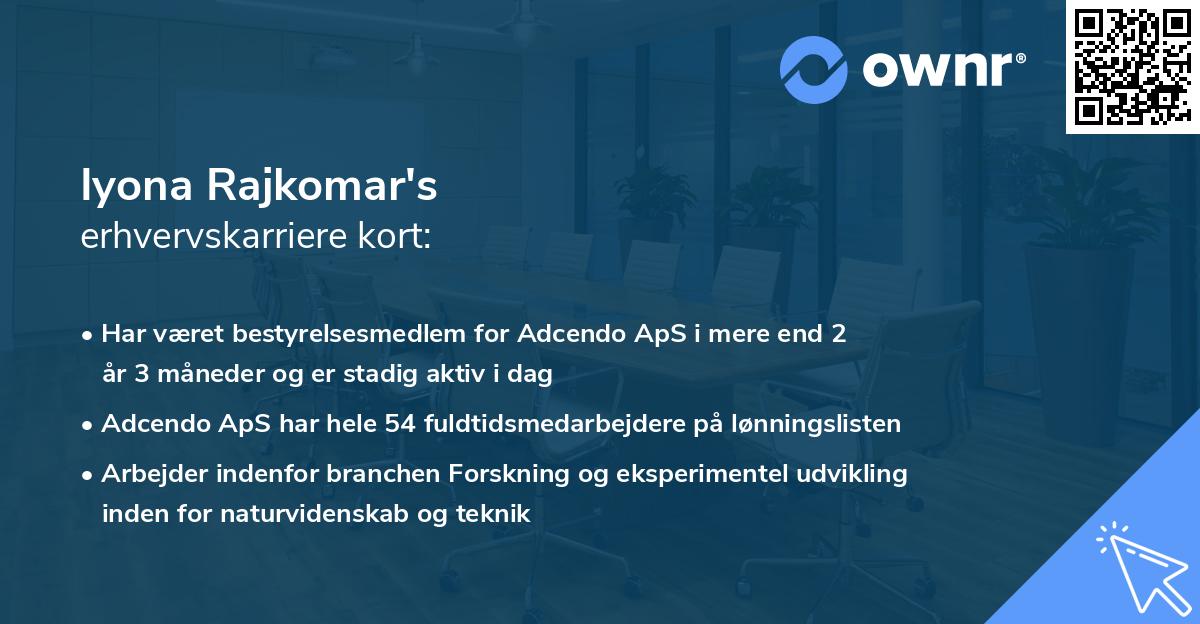 Iyona Rajkomar's erhvervskarriere kort