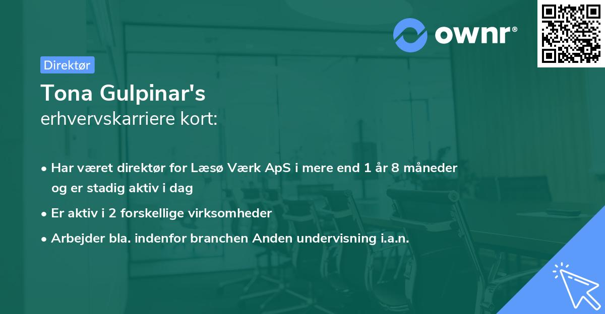 Tona Gulpinar's erhvervskarriere kort