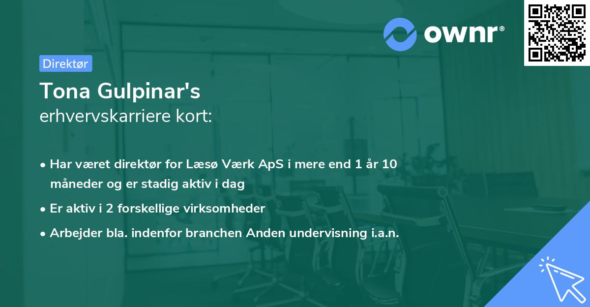 Tona Gulpinar's erhvervskarriere kort