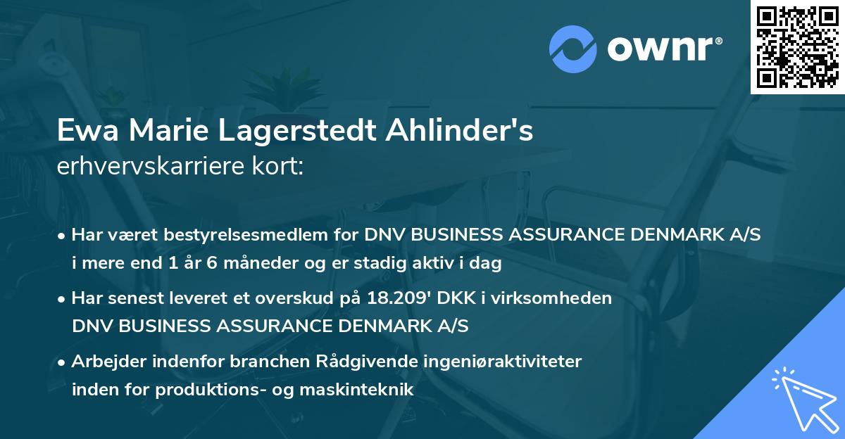 Ewa Marie Lagerstedt Ahlinder's erhvervskarriere kort