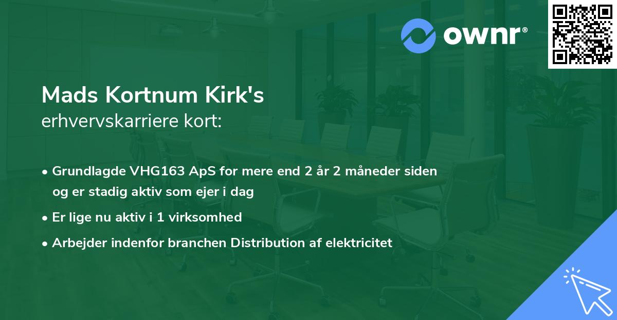 Mads Kortnum Kirk's erhvervskarriere kort