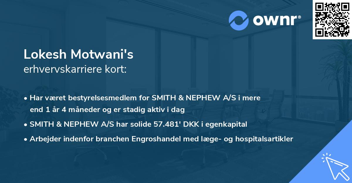 Lokesh Motwani's erhvervskarriere kort