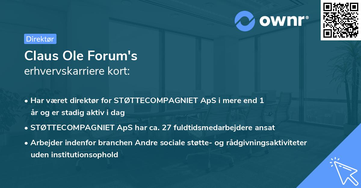 Claus Ole Forum's erhvervskarriere kort