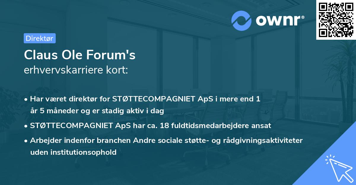 Claus Ole Forum's erhvervskarriere kort