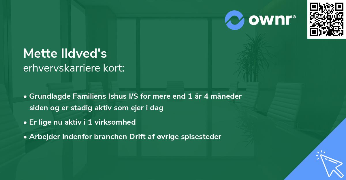 Mette Ildved's erhvervskarriere kort