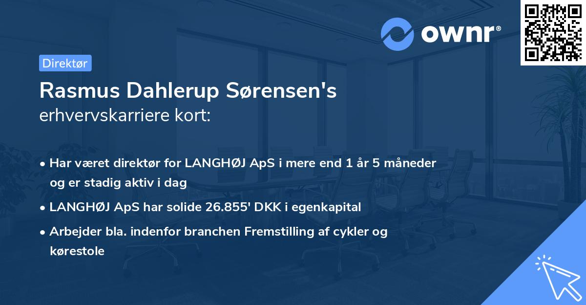 Rasmus Dahlerup Sørensen's erhvervskarriere kort