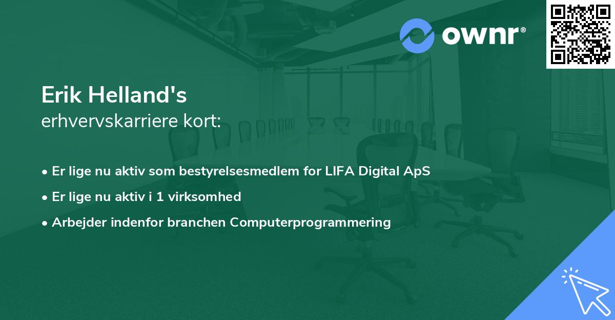 Erik Helland's erhvervskarriere kort