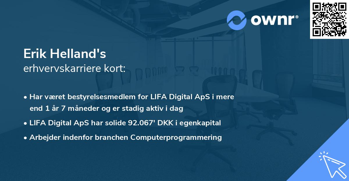 Erik Helland's erhvervskarriere kort
