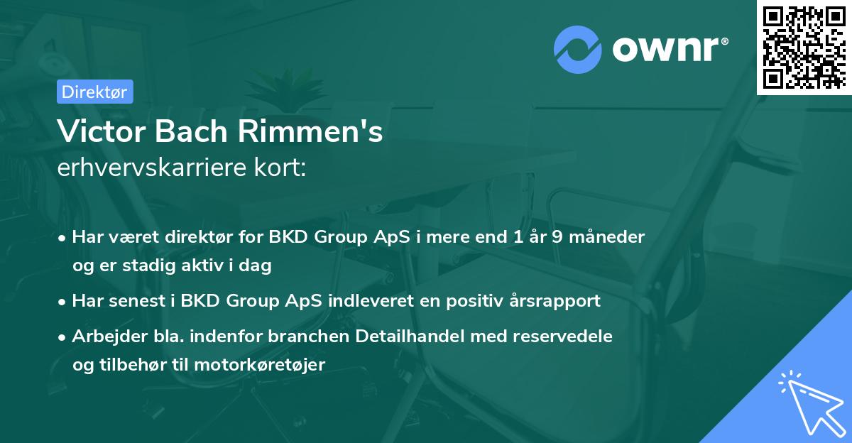 Victor Bach Rimmen's erhvervskarriere kort