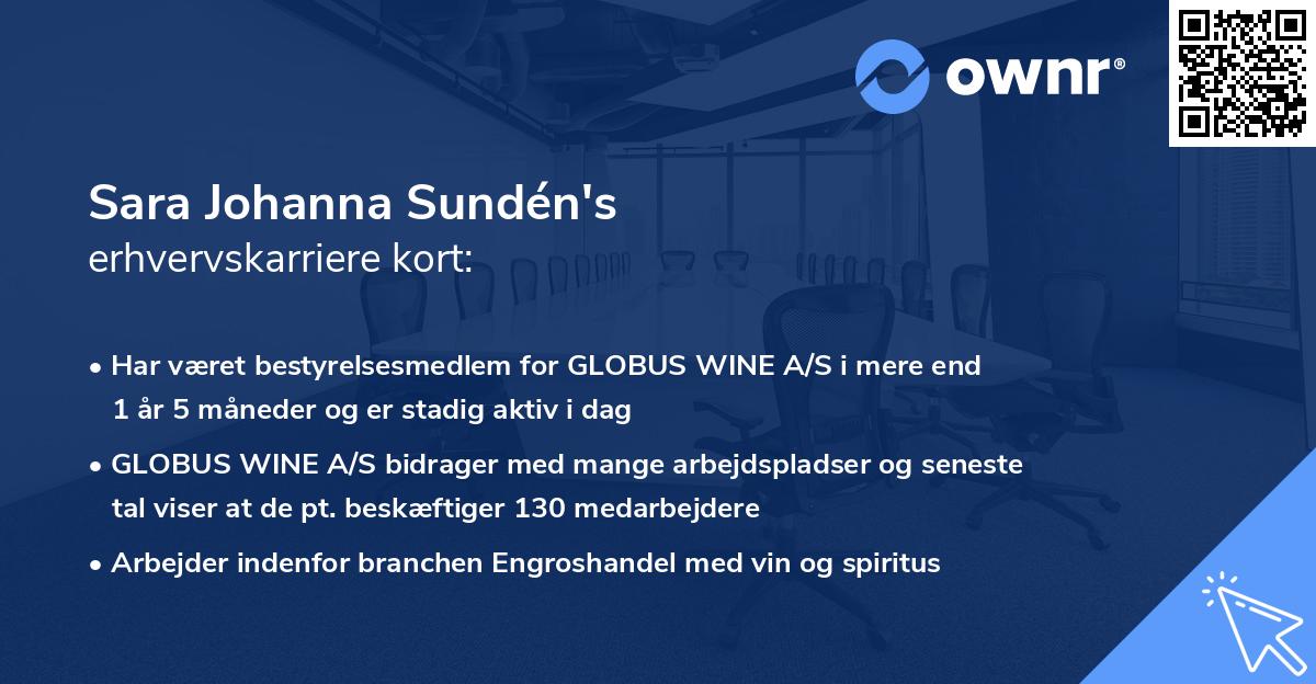 Sara Johanna Sundén's erhvervskarriere kort