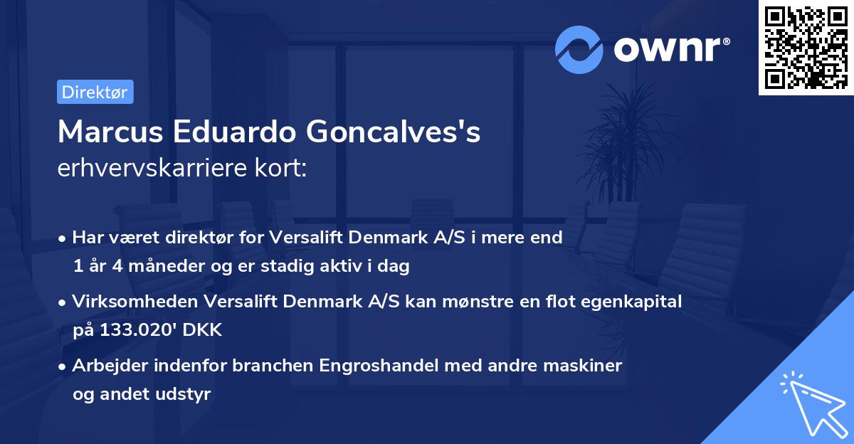Marcus Eduardo Goncalves's erhvervskarriere kort