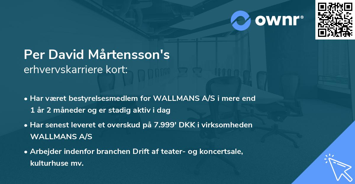 Per David Mårtensson's erhvervskarriere kort