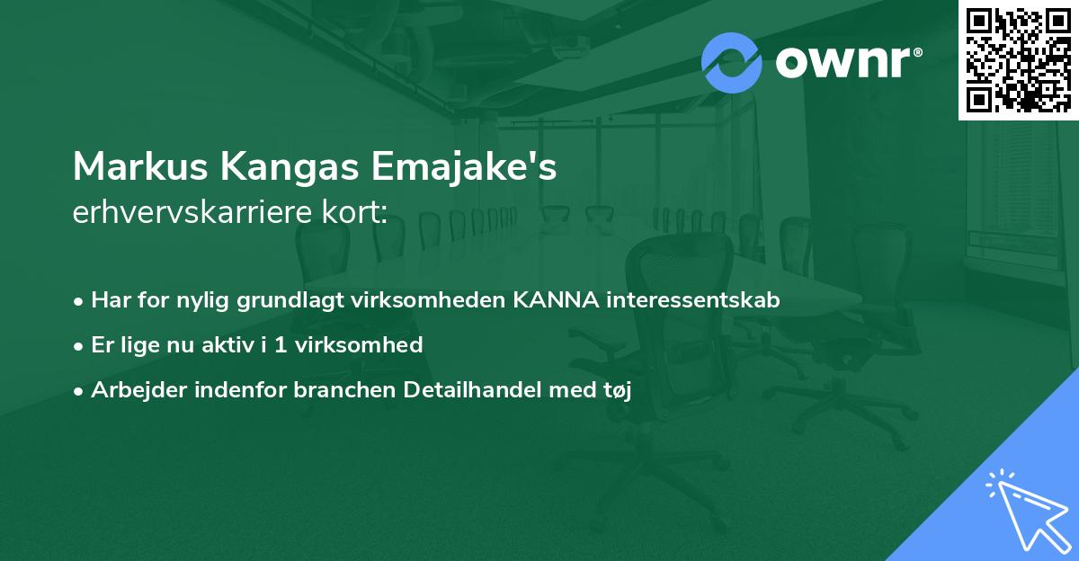 Markus Kangas Emajake's erhvervskarriere kort