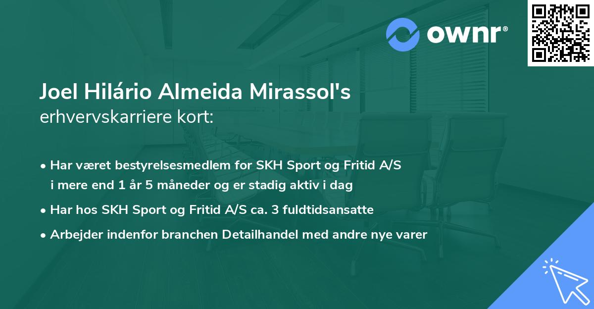 Joel Hilário Almeida Mirassol's erhvervskarriere kort