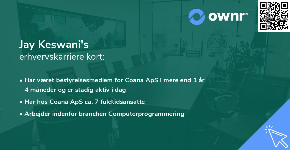 Jay Keswani's erhvervskarriere kort