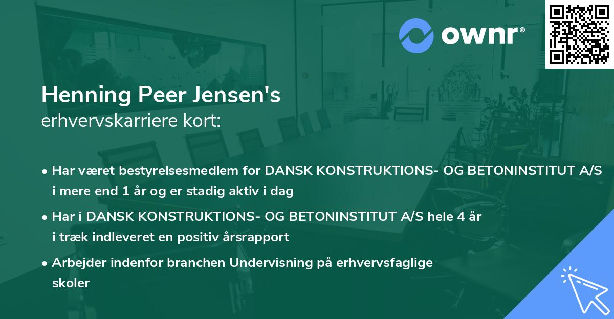 Henning Peer Jensen's erhvervskarriere kort