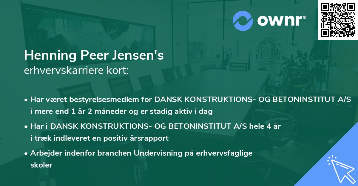 Henning Peer Jensen's erhvervskarriere kort